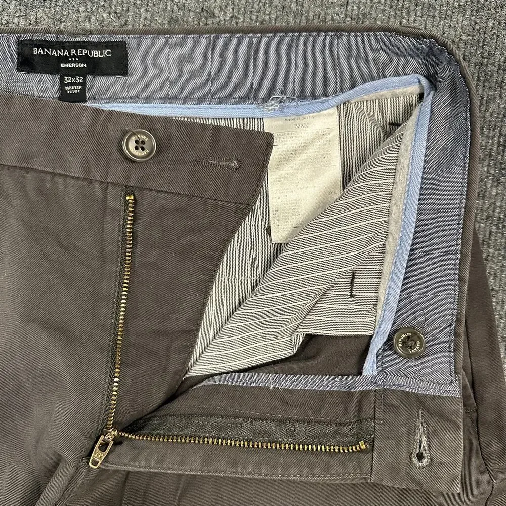 Banana Republic Mens Emerson Chino Pants Muted Tone Brown Preppy Cotton 32x32
